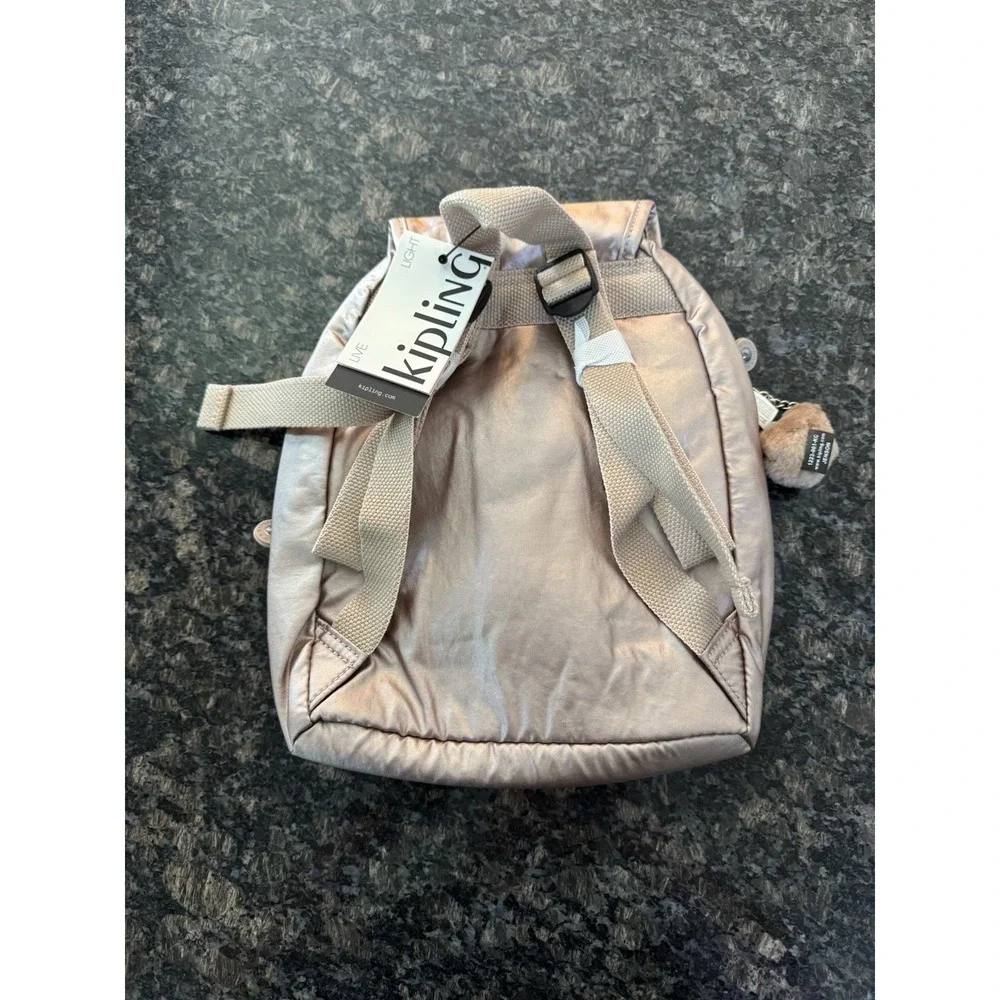 NWT‎ Kipling BP4030 Lovebug Travel Small Backpack Polyamide Quartz Metallic $109